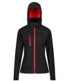 RG636 TRA702 Regatta Ladies Venturer Three Layer Hooded Soft Shell Jacket Black / Classic Red colour image